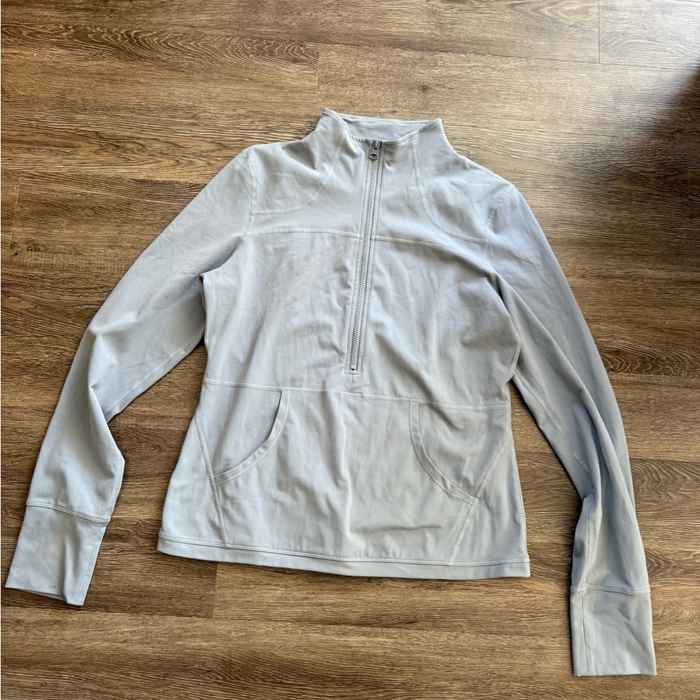 Zyia Active Pocket 1/2 Zip Pullover Gray Yoga Athleisure Polyester Womens